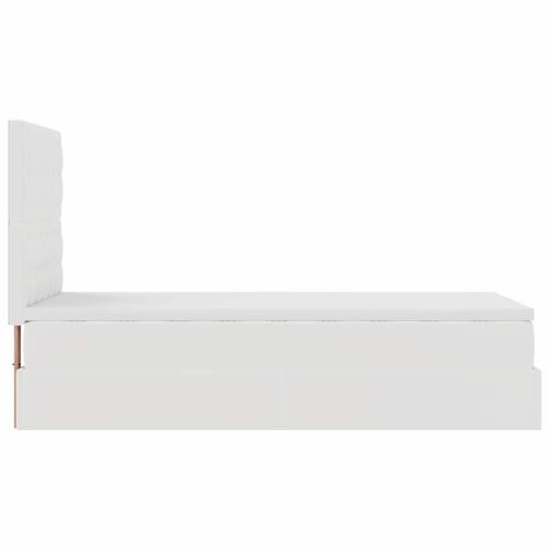 Османска легло с матрак, бяло, 90x190 см, изкуствена кожа