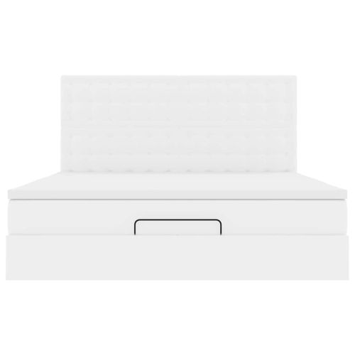 Османска легло с матрак, бяло, 160x200 см, изкуствена кожа