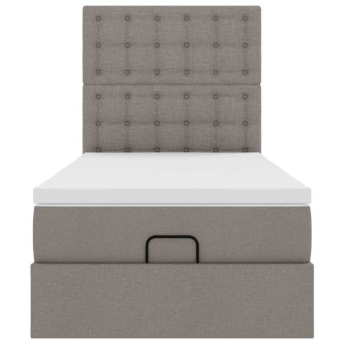 Османска легло с матрак, таупе, 90x200 см, плат