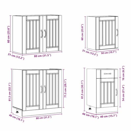 Комплект кухненски шкафове от 7 части Lucca, инженерно дърво