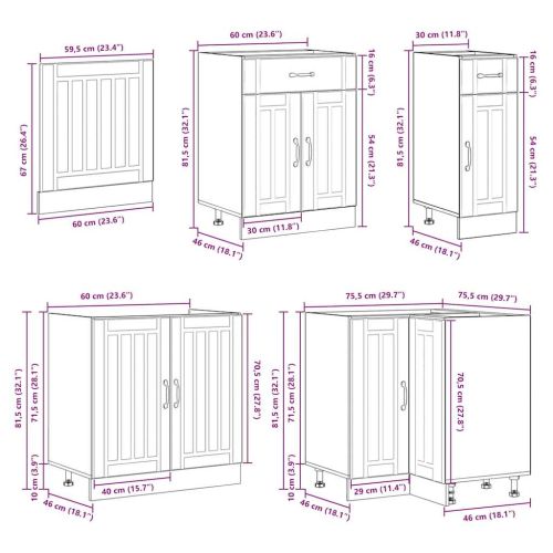 Комплект кухненски шкафове от 4 части Lucca, инженерно дърво