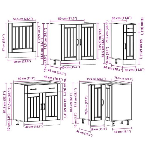 Комплект кухненски шкафове от 11 части Lucca, инженерно дърво