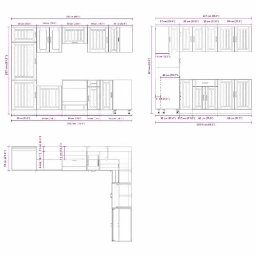 Комплект кухненски шкафове от 14 части Lucca, инженерно дърво