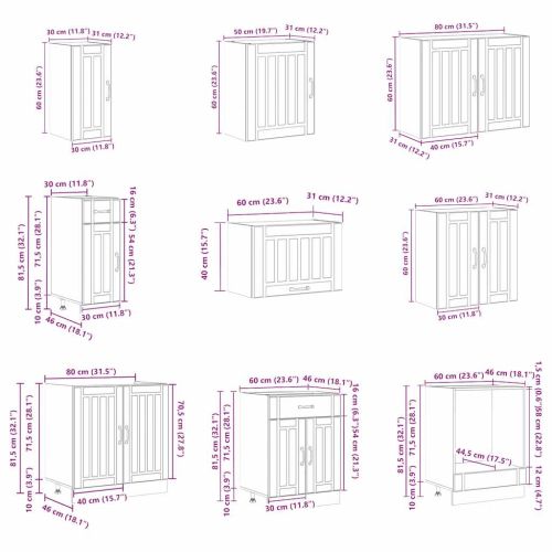 Комплект кухненски шкафове от 14 части Lucca, инженерно дърво