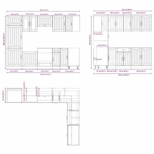 Комплект кухненски шкафове от 14 части Lucca, инженерно дърво