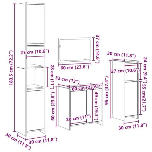Комплект мебели за баня от 4 части Дъб артизан инженерно дърво