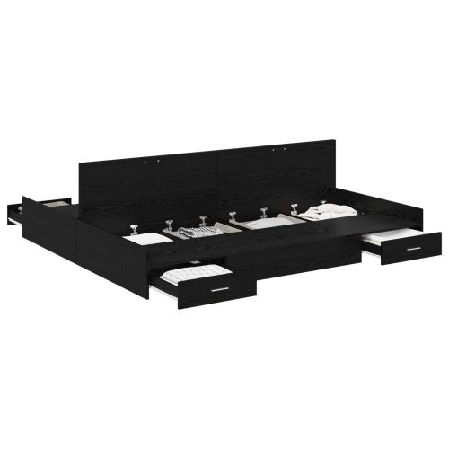 Легло с място за съхранение с таблото Черния дъб 200 x 200 cm