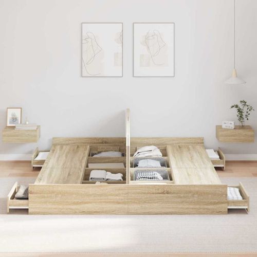 Легло с място за съхранение с таблото Сонома дъб 180 x 200 cm