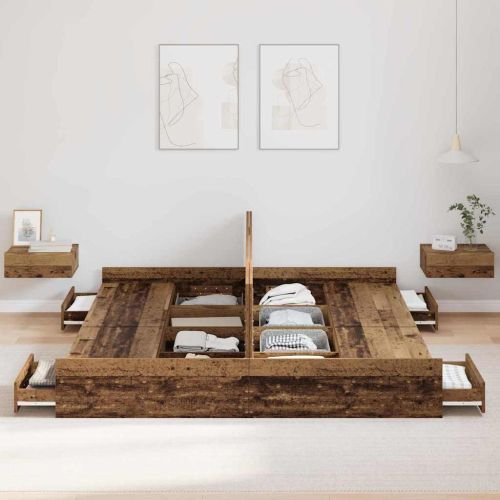 Легло с място за съхранение с таблото Старо дърво 180 x 200 cm