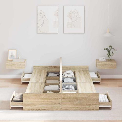 Легло с място за съхранение с таблото Сонома дъб 120 x 200 cm
