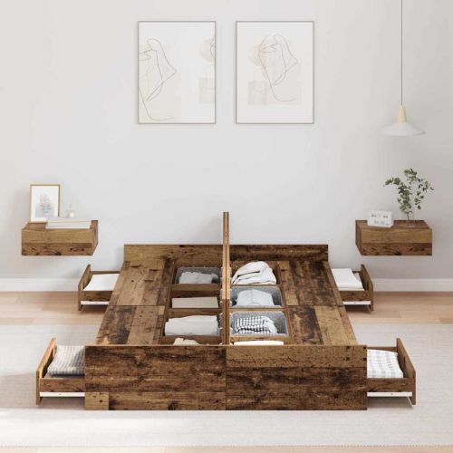 Легло с място за съхранение с таблото Старо дърво 120 x 200 cm