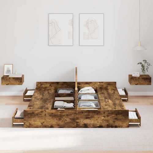 Легло с място за съхранение с таблото Димян дъб 135 x 190 cm