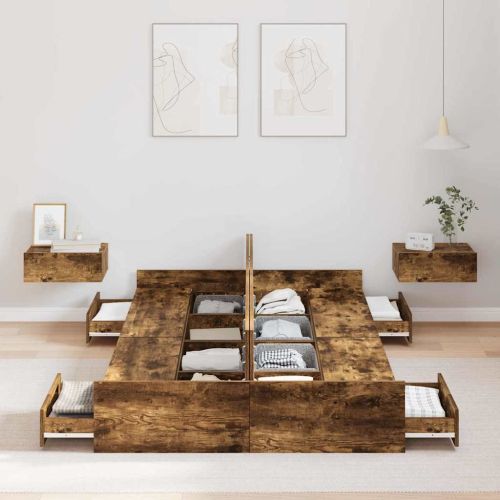 Легло с място за съхранение с таблото Димян дъб 120 x 190 cm