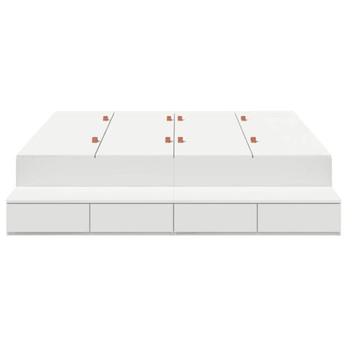 Легло с място за съхранение Бяло 150 cm Инженерно дърво