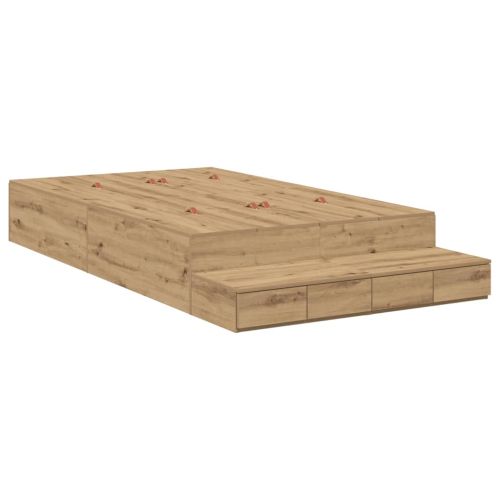 Легло с място за съхранение Дъб 120 cm Инженерно дърво