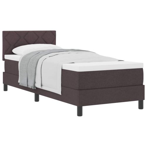 Легло с пружинирана основа Тъмен кафяв 80 x 200 cm текстил