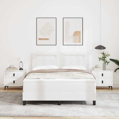 Легло с пружинирана основа Бяло 160 x 200 cm Изкуствена