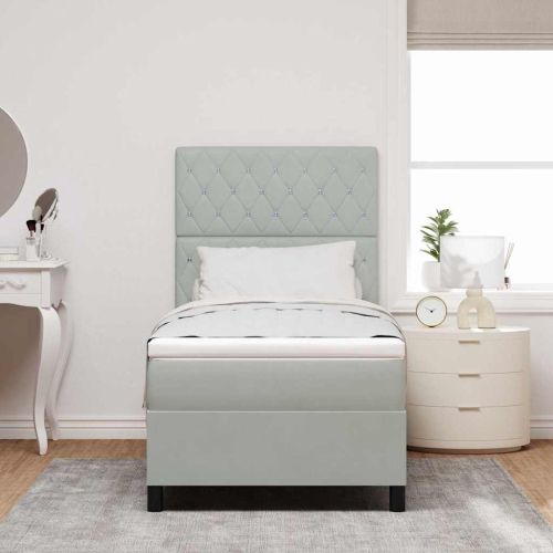 Легло с пружинирана основа Светлосиво 100 x 200 cm текстил