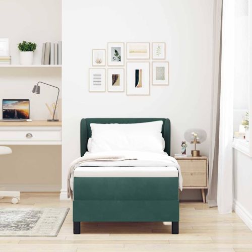 Легло с пружинирана основа Тъмнозелено 80 x 200 cm Кадифе