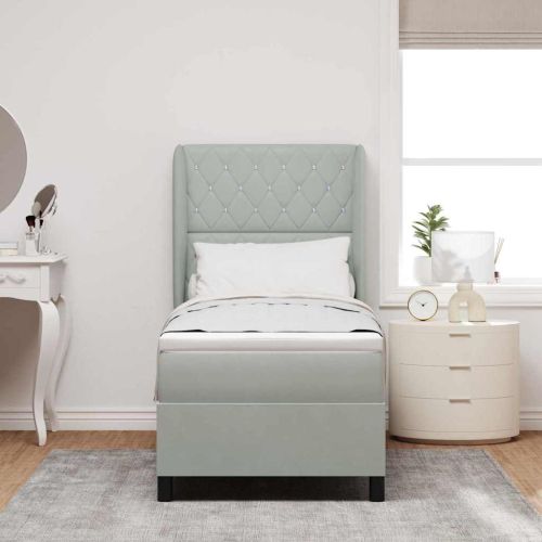 Легло с пружинирана основа Светлосиво 200 x 80 см Полиестер