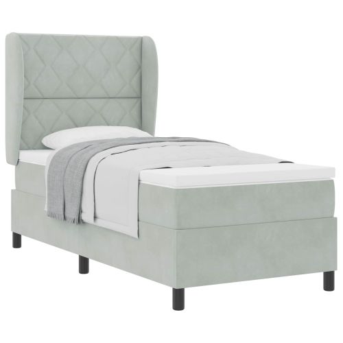 Легло с пружинирана основа Светлосиво 200 x 100 cm Полиестер