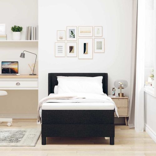 Легло с пружинирана основа с матрак Черно 200 x 90 см Полиестер