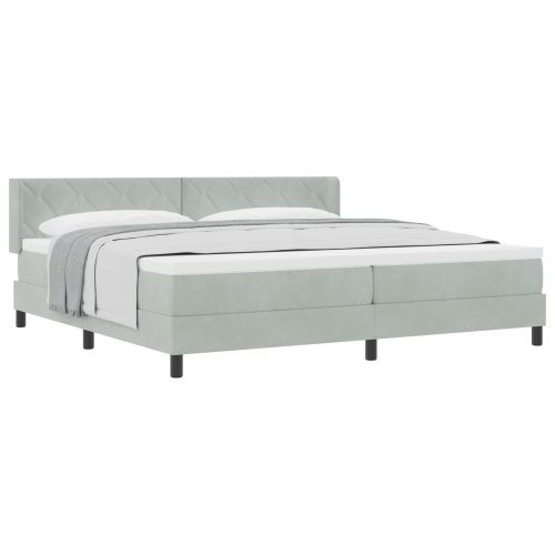 Легло с пружинирана основа Светлосиво 200 x 200 cm Полиестер