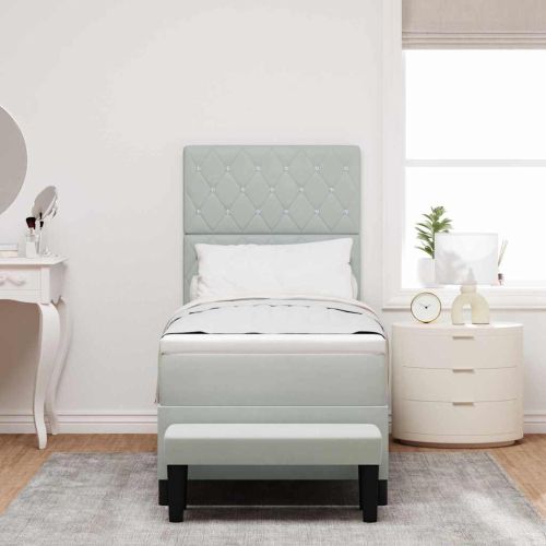 Легло с пружинирана основа Светлосиво 80 x 200 cm Кадифе