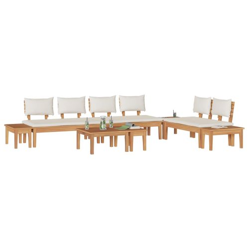 Градински Софа Комплект 5 pcs Кафяв и Кремав