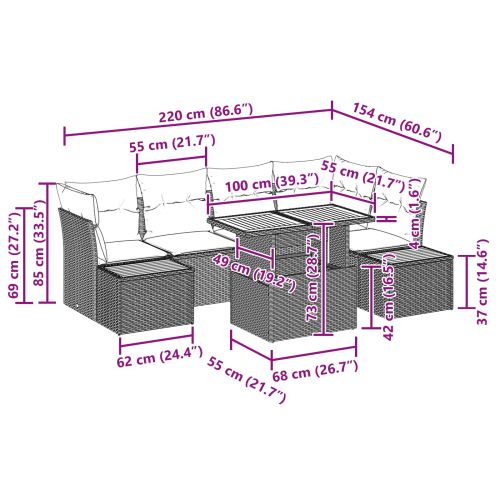 Градински Софа Комплект със съхранение 10 pcs Черно Полиратан