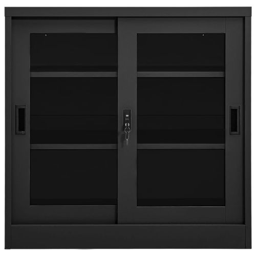 Шкаф с плъзгаща врата, антрацит, 90x40x90 см, стомана