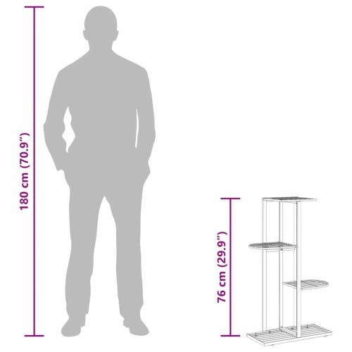 4-етажна поставка за цветя, 43x22x76 см, черен, метал