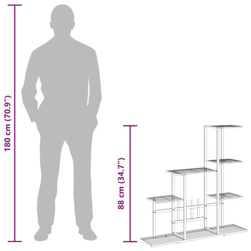 Цветарник, 94,5x25x88 см, черен, метал