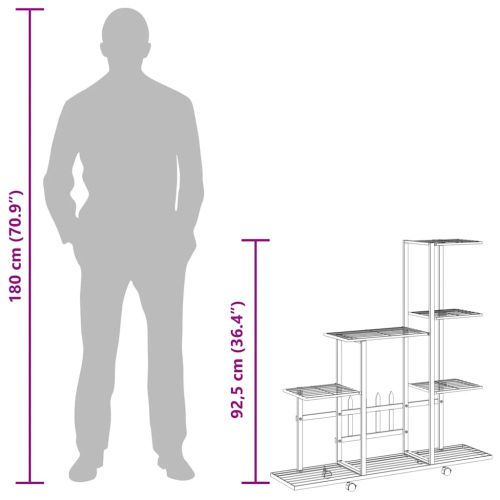 Цветарник на колела, 94,5x25x92,5 см, черен, метал