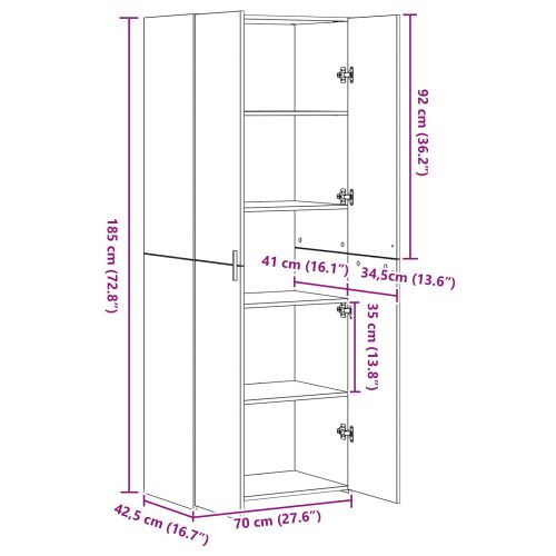 Висок шкаф 2 pcs Черния дъб 70 x 42,5 x 185 см