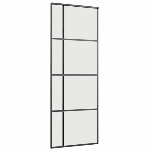 Плъзгаща се врата с обков черна 76x205 см ESG стъкло