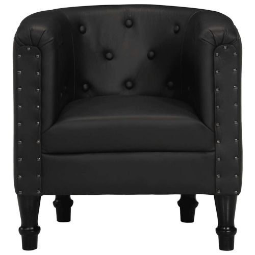 Фотьойл, черен, естествена кожа