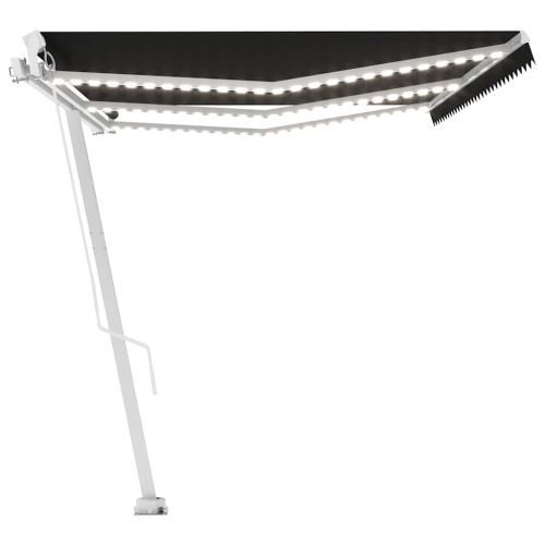 Ръчно прибираща се тента с LED, 600x300 см, антрацит