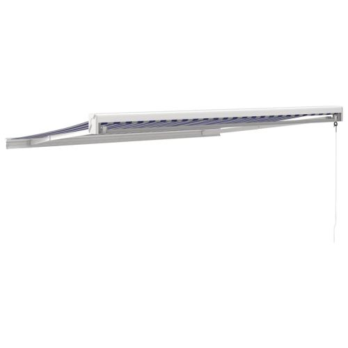 Прибираща се тента синьо и бяло 3,5x2,5 м плат и алуминий