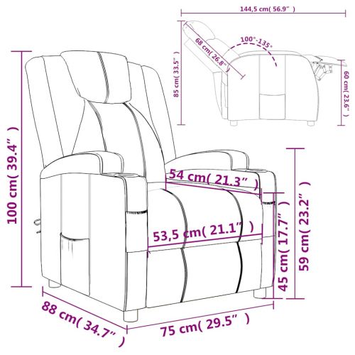 Реклайнер стол, сив, изкуствена кожа