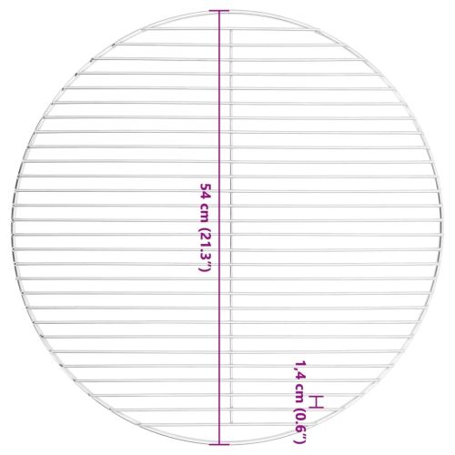 Решетка за барбекю, кръгла, Ø54 см, неръждаема стомана 304