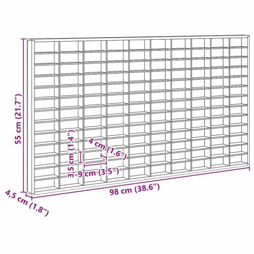 Стена дисплей кутия с рафт Бежово 98 x 4,5 x 55 см Инженерно дърво