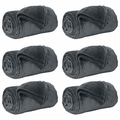 Одеала за хвърляне 6 pcs Тъмен сив 240 x 270 см Мека вълна