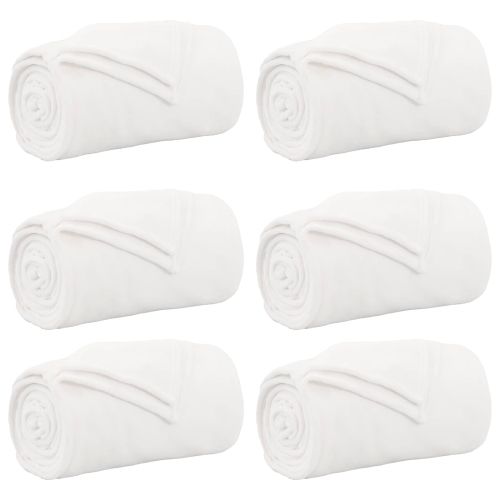 Одеала за хвърляне 6 pcs Бяло 130 x 150 cm Мека вълна