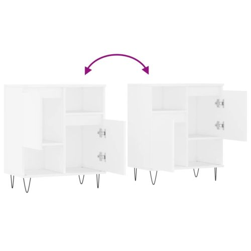 Сайдборд, бял, 60x35x70 см, инженерно дърво