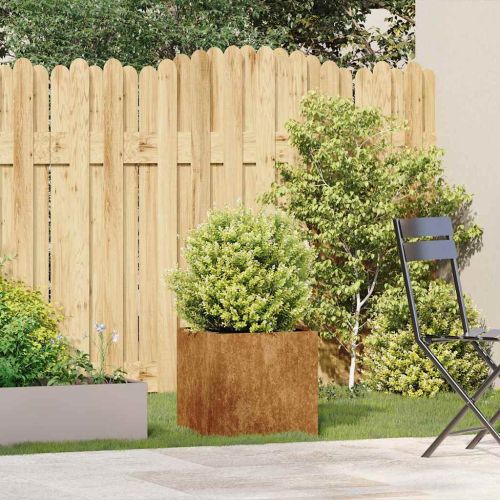 Кашпа, ръждива, 40x40x40 см, патинираща стомана