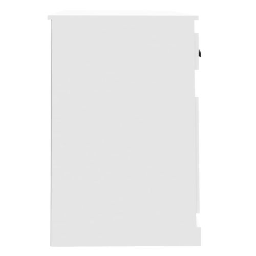 Бюро с чекмедже, бял гланц, 115x50x75 см, инженерно дърво