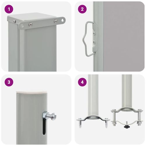 Прибираща се дворна странична тента, 60x300 см, сива