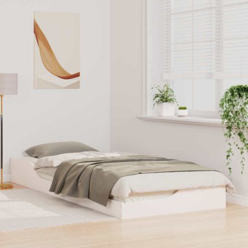 Рамка за легло Бяло 100 x 220 cm Солидно борово дърво