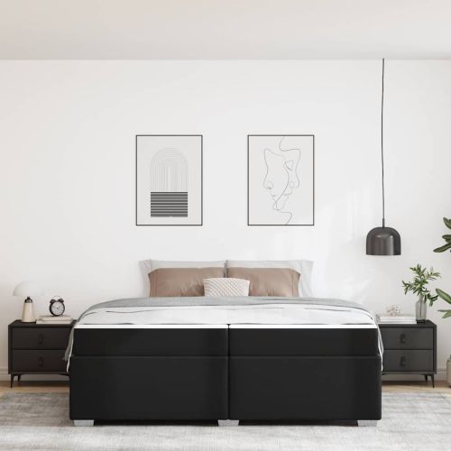 Рамка за легло с матрак Черно 200 x 200 cm текстил